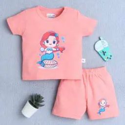 Girls Graphic Print T-shirt & Shorts Set-picture-42
