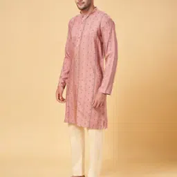 Men Regular Fit Stripes Long Kurta-image-3