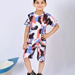 Boy Abstract Shorts and T-shirt Set-image-80