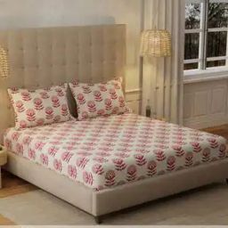 200 TC Floral Print King Size Bedsheet with Pillow Covers-image-84