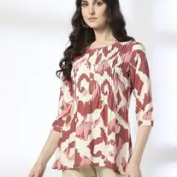 Women Geometric Print Round-Neck Staright Tunic-image-78