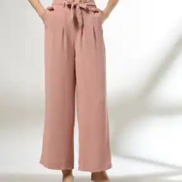 Women Crinkled Pleat-Front Relaxed Fit Palazzos-image-89