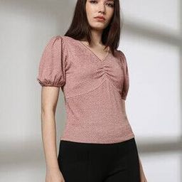 Women Patterned V-Neck Crop Top-image-53