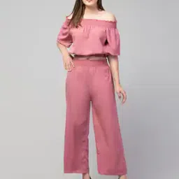 Off-Shoulder Jumpsuit with Short Sleeves-picture-29