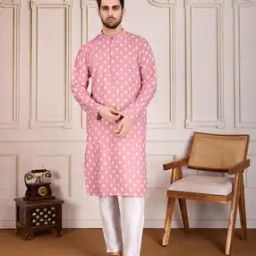 Men Regular Fit Floral Long Kurta-image-60