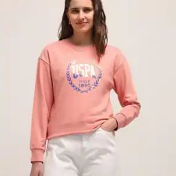 Women Brand Logo Print Regular Fit Crew-Neck Sweatshirt-image-87