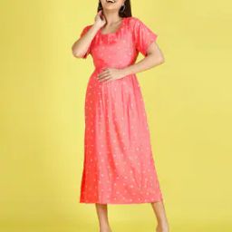 Micro Print Fit & Flare Dress-image-61