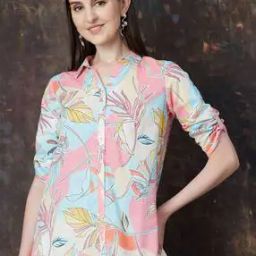 melange by lifestyle Women Leaf Print Straight Kurti-picture-39
