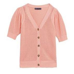 Cotton Rich V-Neck Short-Sleeve Cardigan-image-30