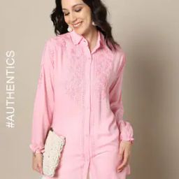Women Hand Embroidered Lucknowi Chikankari Tunic-image-68