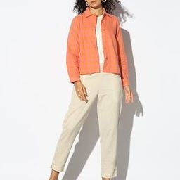 Women Gingham Check Shirt Jacket-image-0
