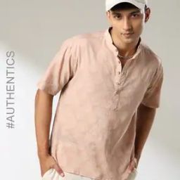 Handblock Print Natural Hand Dyed Double Dabu Cotton Short Kurta-image-26