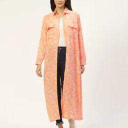Women Floral Print Shrug with Flap Pockets -10