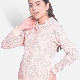 Women Floral Print Zip-Front Hoodie with Insert Pockets-image-34