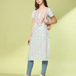 Women Floral Print Straight Kurta-image-18