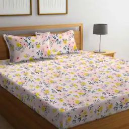 Floral Print Super King Size Bedsheet with Pillow Covers-image-73