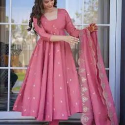 Women Embroidered Anarkali Kurta Set with Dupatta-image-65