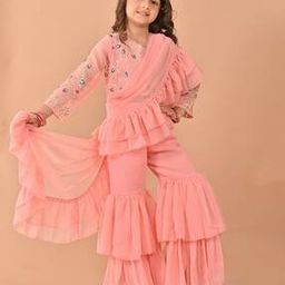 lilpicks Embroidered 3-Piece Top & Sharara with Attached Dupatta-picture-35