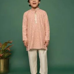 Boys Kurta Pyjama Set-image-4