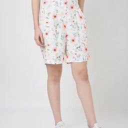 Floral Print Front-Pleated Bermuda shorts-image-12