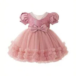 pixie n prince Girls Embellished Fit & Flare Dress with Ruffled Detail-picture-7
