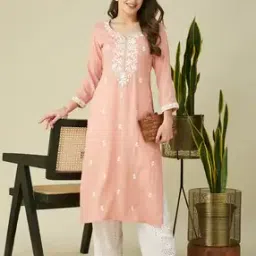 Women Embroidered Straight Kurta  -image-20