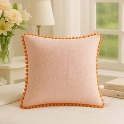 Handcrafted Cushion Cover with Pom-Poms-image-97