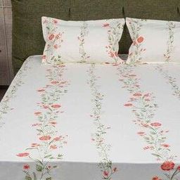 200 TC Floral Print King-Size Fitted Bedsheet with Pillow Covers-image-55