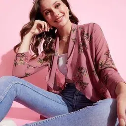 Women Floral Print Regular Fit Front-Open Shrug-image-62