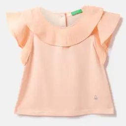 Round-Neck Cotton T-Shirt with Poplin Frill-picture-41