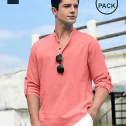 Pack of 2 Men Regular Fit Short Kurtas with Mandarin Collar-image-30