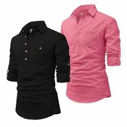Pack of 2 Men Slim Fit Short Kurtas-image-13