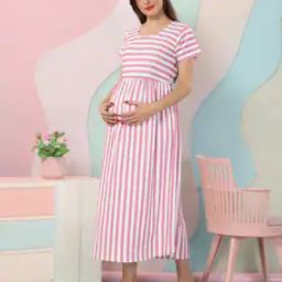 Women Stripes Fit and Flare Dress-image-74