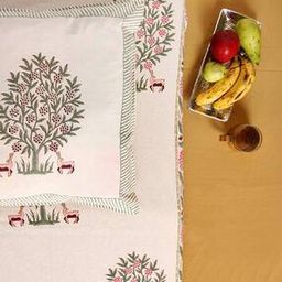 200TC Handblock Print Cotton Queen Bedsheet with 2 Pillow Covers-image-1