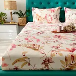 200 TC Printed King-Size Bedsheet with Pillow Covers-image-3