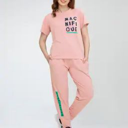 Women Typographic Print T-Shirt & Pyjamas Set-image-90