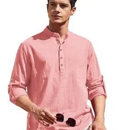 Men Slim Fit Short Kurta with Roll-Up Sleeves-image-72