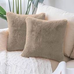 Set of 2 Fur Cushion Covers 16" x 16"-18