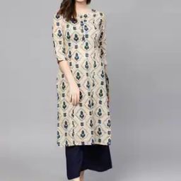 Women Aztec Print Straight Kurta with Palazzos-image-1