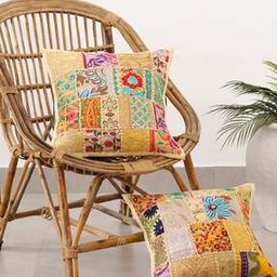 Set of 2 Embroidered Cushion Covers 16" x 16"-33