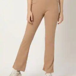 Women Ribbed Flared Track Pants-image-34