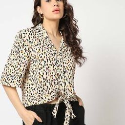 Women Printed Regular Fit Knotted Shirt-image-88