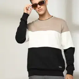 Men Colourblock Slim Fit Sweatshirt-image-5