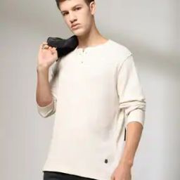Men Waffle-Pattern Slim Fit Henley T-Shirt-image-53