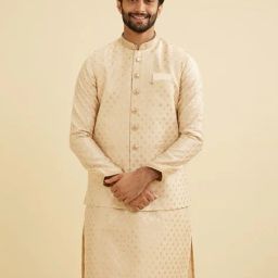 manyavar Men Self-design Nehru jacket image 1