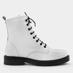 adorly Croc-Patterned Ankle-Length Lace-Up Boots image 1