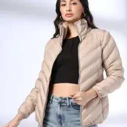 Women Fused Quilted Regular Fit Zip-Front Puffer Jacket-46