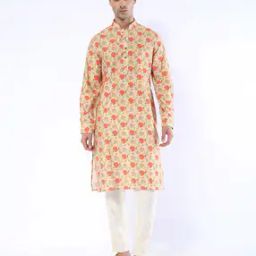 Men Floral Print Slim Fit Kurta-image-60