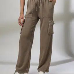 Women Straight Fit Cargo Pants with Elasticated Drawstring Waist-picture-8