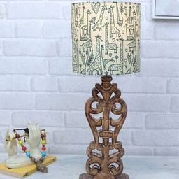 Wooden Table Lighting Lamp with Printed Shade-image-1